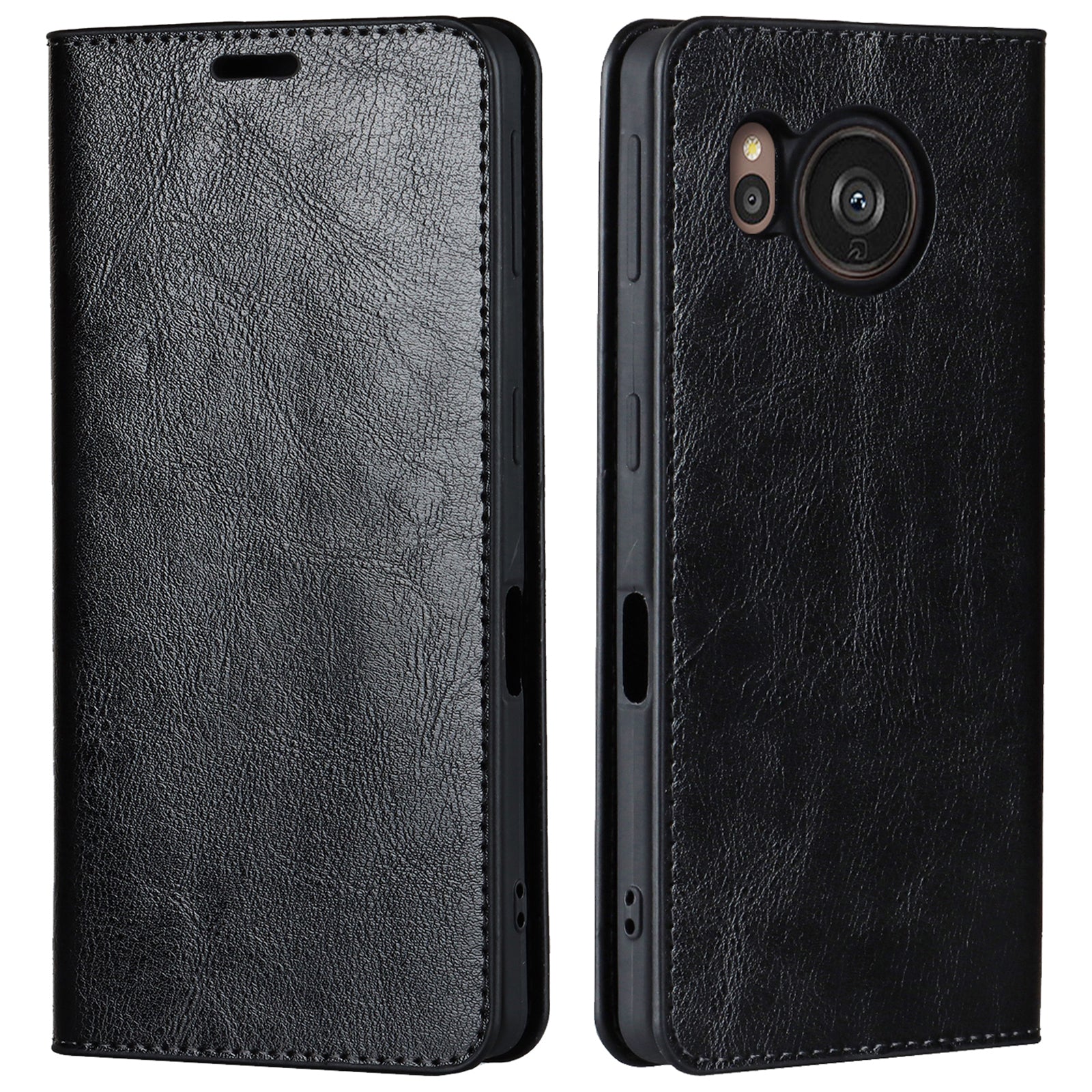 For Sharp Aquos Sense 7 Crazy Horse Texture Genuine Leather Cover Magnetic Absorption Stand Flip Wallet Phone Case For Sharp Aquos Sense 7 Crazy Horse Texture Genuine Leather Cover Magnetic Absorption Stand Flip Wallet Phone Case